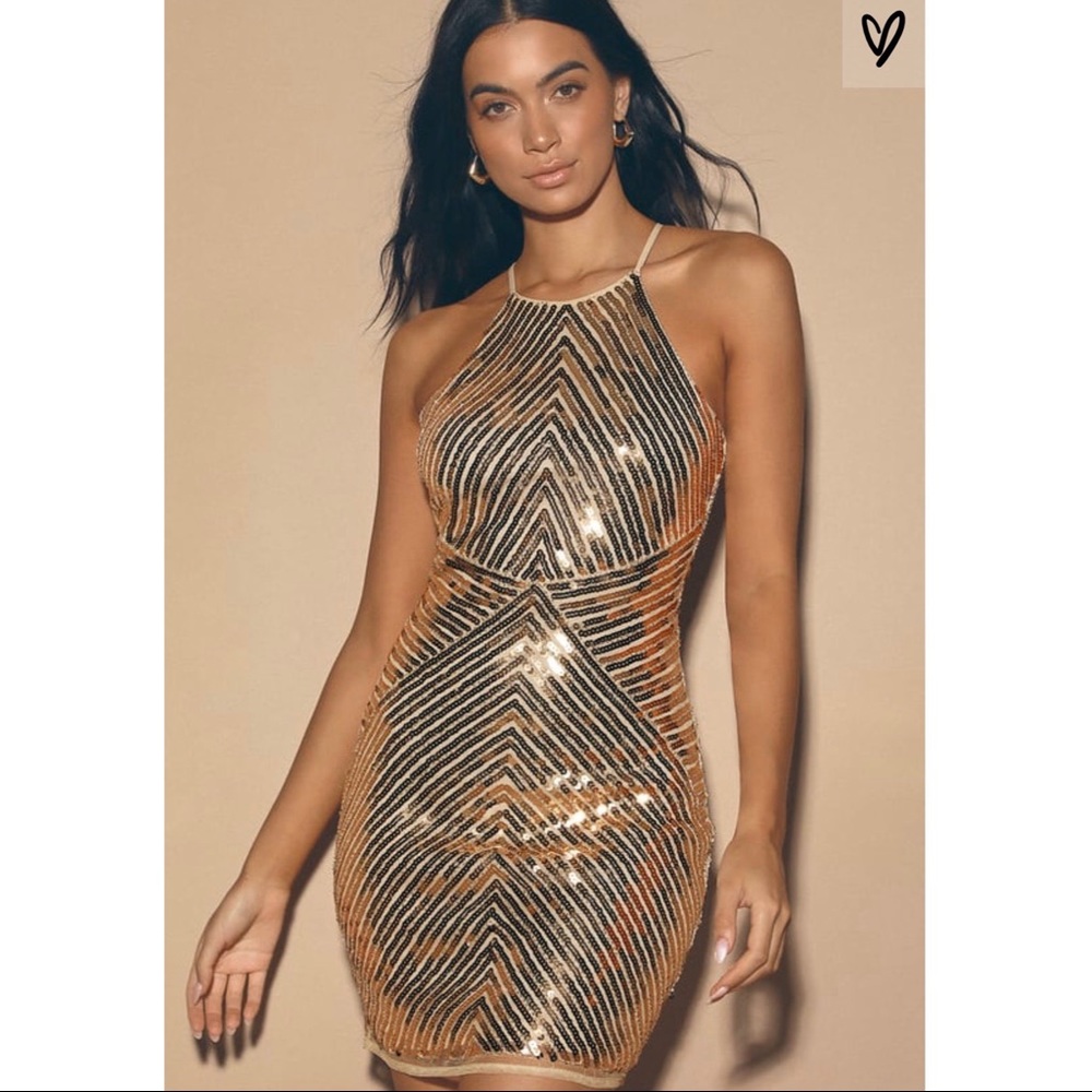 Ace of Spades Gold Sequin Bodycon Dress